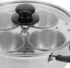 DECHOUS Egg Poacher Pan Nonstick 4 Eggs Stainless Steel Food Steamer Pot With Detachable Cups & Lid For Breakfast And Meal Prep