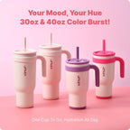 VINUR 40 oz Insulated Tumbler with Handle|Leak-Proof Lid|18/8 Stainless Steel Vacuum Coffee Mug Cup for Travel with Rubber Base | Cup Holder Friendly| Gifts for Women, Cream