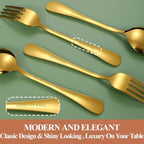 Lazycorner 40 Pcs Gold Silverware Set for 8, Food Grade Stainless Steel Flatware Set Include Fork/Knife/Spoon, Mirror Polished Eating Utensils Sets, Reusable Silverwear Cutlery Set, Dishwasher Safe