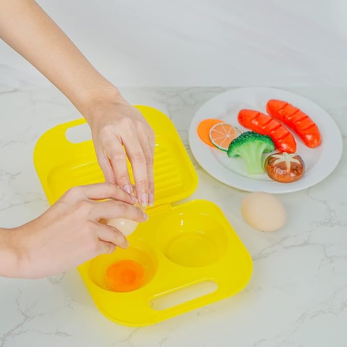 Egg poacher, Microwave in Minutes, BPA Free for Quick and Healthy Breakfast, Microwave Egg Cooker, Microwave Maker for 2 Eggs, Dishwasher safe(yellow)