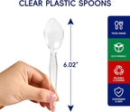 JOLLY CHEF [300 Count] Clear Plastic Spoons, Heavy Duty Disposable Spoons Utensils, Clear Plastic Silverware Bulk for Party, Birthday, Wedding