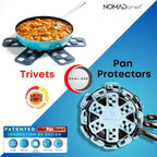 Dual-Use Silicone Pan Protectors for Stacking & Trivets for Hot Dishes | Silicone Trivet Mat | Perfect for Pot and Pan Protectors for Stacking | Cookware Protectors for Stacking (M-BLU/BLU)