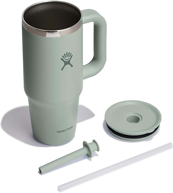 Hydro Flask 24 Oz Travel Tumbler with Handle, Lid and Straw - Insulated Stainless Steel in Tonal Agave