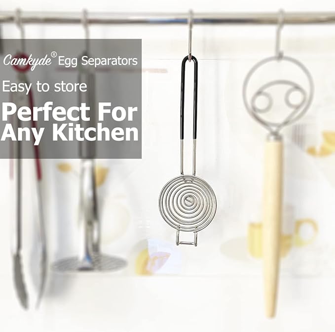 CAMKYDE Egg Separator Food Grade Stainless Steel Egg Yolk White Separation Tool, Set of 2 (Black)