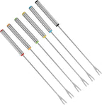 6-Piece Stainless Steel Fondue Sticks Set with Heat Resistant Handle for Cheese, Meat, Chocolate, Dessert, Roasting