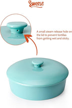 Sweese Ceramic Tortilla Warmer - Holds 12 Tortillas, Microwave & Oven Compatible, Elegant Turquoise Tortilla Holder with Lid for Taco Nights, Pancakes, Waffles - Durable & Easy to Clean