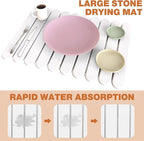 Stone Drying Mat for Kitchen Counter, Large Stone Dish Drying Mat Foldable Diatomaceous Earth Water Absorbing Mat for Dishes Bottles Cups Match Any Countertop White 24" x 16"