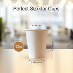 100 Pack 12 oz White Disposable Coffee Cups,White Hot/Cold Beverage Drinking Cup for Cold and Hot Drinks