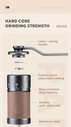 Manual Coffee Grinder Premium Hand Coffee Grinder Capacity 30g with CNC Stainless Steel Conical Burr,Silicone Anti-skid Ring Pour Over Coffee for Manual Burr Coffee Grinder Gift