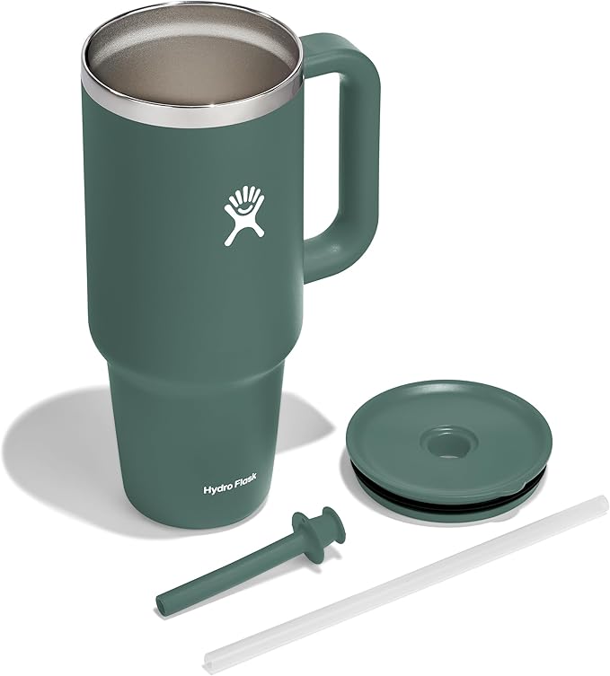 Hydro Flask 40 Oz Travel Tumbler with Handle, Lid and Straw - Insulated Stainless Steel in Fir