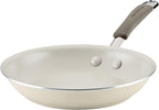 Rachael Ray Cucina Ceramic Nonstick Frying Pan/Skillet, 8.5 Inch Non Stick Open Fry Pan, Dishwasher Safe - Almond
