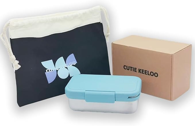 Stainless Steel Bento Box for Adults - Leakproof Microwave Safe Lunch Box for Work, Meal Prep and On the Go with Utensils & Bag (Blue)