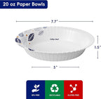 JOLLY CHEF 160 Count Paper Bowls 20 oz Soak Proof and Cut Proof Microwave Safe Heavy Duty Leaf Printed Disposable Bowls for Dinner or Thanksgiving