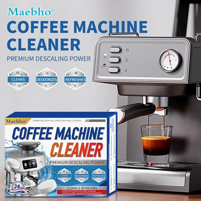 Coffee Machine Cleaner Descaler Tablets - 24 Count Coffee Maker Cleaner Tablets Deep Cleaning and Descaling Compatible With Nespresso, Keurig, Ninja, Delonghi, Miele,Breville