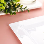 100 Pack White Plastic Square Dessert Plates, 6.5" Disposable Salad Plates Heavy Duty Plates for Party, Wedding, Christmas, Easter