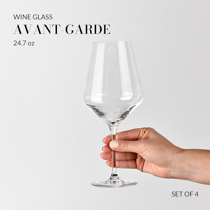 Krosno Crystal Red Wine Glasses | Set of 4 | 24.7 oz | Avant-garde Collection | Ideal for Home, Restaurant and Party | Dishwasher Safe | Lead-Free Crystal Glass