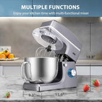VIVOHOME 7.5 Quart Stand Mixer, 660W 6-Speed Tilt-Head Kitchen Electric Food Mixer with Beater, Dough Hook, Wire Whip, and Egg Separator, Iron Gray