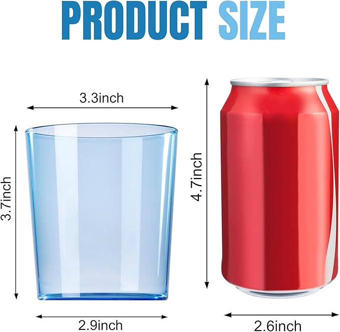 Liacere Plastic Drinking Glasses (Set of 12) 14 oz Blue Reusable Plastic Glasses Colors，Kitchen Water Glasses Cup, Bar Tumbler Glassware Set for Beer, Juice, Cocktail, Whiskey, Milk