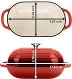 Premium Enameled Cast Iron Dutch Oven for Bread Baking | Non-Stick 5QT Oval Bread Oven with Lid | Perfect for Sourdough, Loaf, and Artisan Baking (Red, 5 QT)