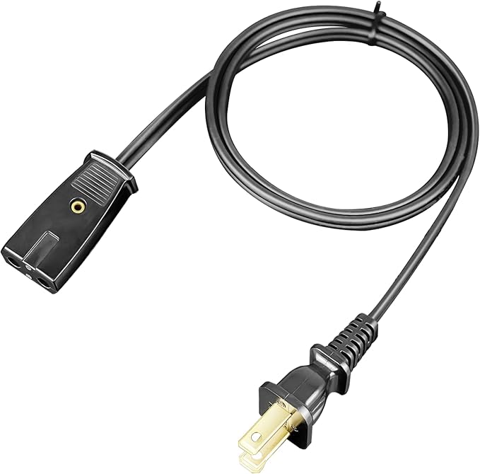 HASMX Power Cord 36" for West Bend Slow Cooker 84114 84124, Replacement Part 2pin Cord Black 3ft Length (1-Pack)