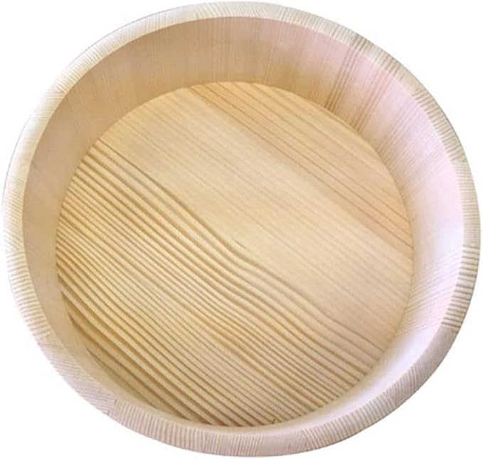 TIKUSAN Wooden Hangiri Sushi Rice Mixing Tub PP Band with Lid Made in Japan Made of Momi Fir Sushi Rice Bowl Sushi Oke (10.6" (27cm))