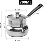Turkish Coffee Pot with Lid: Stainless Steel Mini Saucepan Chocolate Melting Pot, Milk Warmer Butter Warmer for Stove Top Espresso Coffee Tea Soup Warming (700ML)