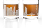 Greenline Goods – Pittsburgh, PA Skyline Whiskey Glasses (Set of 2), 10 oz – Rocks/Old Fashioned Tumblers