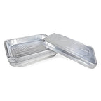 IDL Packaging Half-Size Aluminum Steam Table Pans with Lids - Shallow, 13" x 11" x 1.5" (pack of 10) - Disposable Foil Pan for Grilling, Roasting, BBQ, Cooking, Baking, Freezing