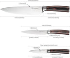 KEEMAKE Knife Set 3 Pieces - Kitchen Knives 1.4116 High Carbon Stainless Steel Professional Chef Knife Set, Razor Sharp Cooking Knife with Ergonomic Pakkawood Handle for Home Cooking and Restaurant