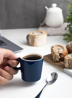 Sweese 3.5oz Porcelain Espresso Cups Set of 4, Mini Coffee Mugs Demitasse Cups - Navy