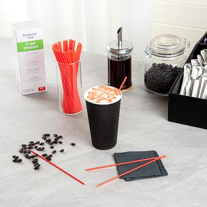 Restaurantware Restpresso 7 Inch Cocktail Stirrers 5000 Disposable Coffee Stirring Rods - Premium Odorless Red Plastic Stirrers For Coffee For Hot And Cold Drinks For Bars Or Offices