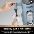 Ninja Pod & Grounds Specialty XL Single-Serve Coffee Maker, K-Cup Pod Compatible, Brews Grounds, Compact Design, Built-In Milk Frother, 68-oz. Reservoir, 6oz. Cup-24oz. Mug Sizes, Denim Blue, PB055ABL