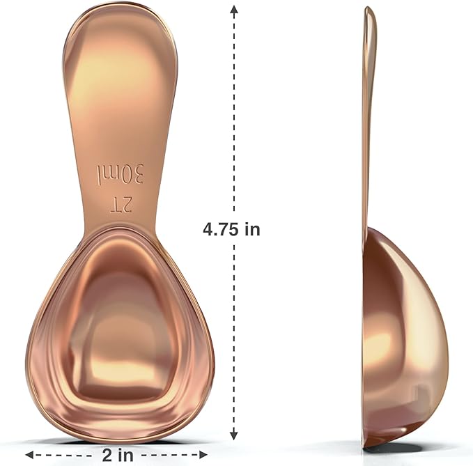 BALCI - Stainless Steel Coffee Scoop Set (2&2 Tablespoon, 30ml and 30ml) Exact Measuring Spoons for Coffee, Tea, Sugar, Flour and More! - Rose Gold …
