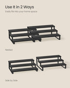 SONGMICS Display Risers, Set of 2 Engineered Wood Perfume Organizer Stand, 3-Tier Cupcake Stand Holder, Spice Rack, Shelf Risers for Figures, Dessert Shelves, Ebony Black and Ink Black UKCS116B01