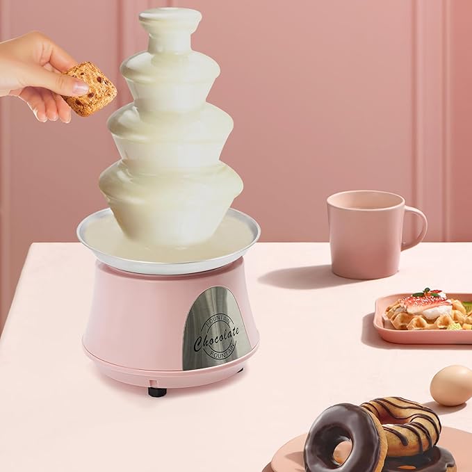 Chocolate Fountain Machine - 4 Tier Electric Chocolate Fondue Fountain Machine for Parties - Melts Cheese, Queso, Candy, and Liqueur - Dip Strawberries, Apple Wedges, Vegetables, and More