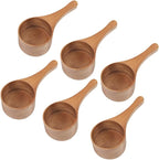 6 Pack Acacia Wood Coffee Scoops, Small Wooden Coffee Spoons for Jars and Containers Set of 6 Tablespoon Bean Scoop Cute Coffee Beans Measuring Scoop for Cooking Bath Salt,