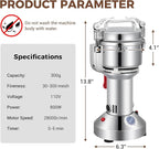 Grain Mill 300g Commercial Spice Grinder Electric 1200W Stainless Steel Pulverizer Dry Grinders for Grinding Wheat, Oats, Corn, Pepper, and Coffee Beans – Grinder for Kitchen.