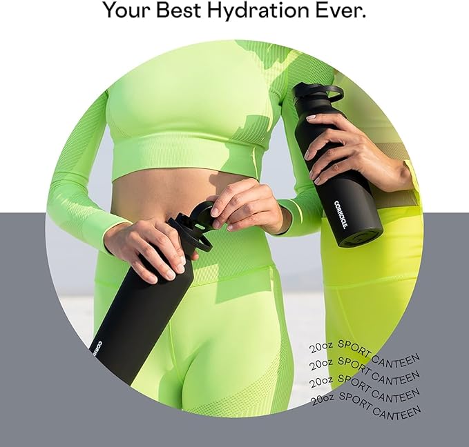 Corkcicle Sport Canteen - Keeps Drinks Cold 25 Hours - Stainless Steel Water Bottle - Triple-Insulated - Spill-Proof - Summer Drinkware Gift - Keeps Drinks Ice Cold - 20 oz - Hammerhead