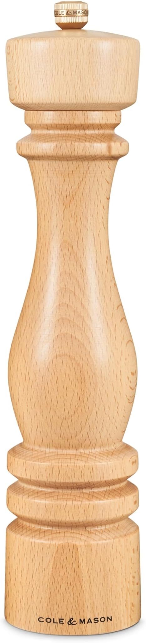 Cole & Mason London Refillable Spice Mill - Kitchen & Home Accessory - Table Black Pepper Grinder - Pepper Mill with Carbon Steel Mechanism - 11", Natural Beech