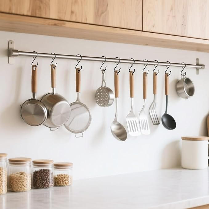 9 Pcs S Hooks for Hanging, 3.5 inch Heavy Duty S Hook of Metal for Clothes Rails, Closet Hooks with 0.5-inch Safety Buckle, S Hook for Hanging Plants, Kitchen Utensil, Pots, Pans, Bags