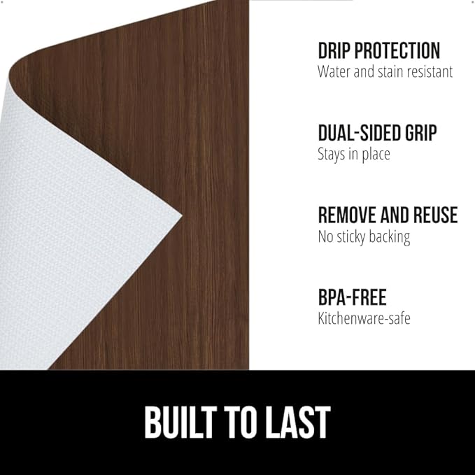 GORILLA GRIP DripGuard Drawer and Shelf Liner for Cabinet, 20x240 Inch, Slip Resistant Non Adhesive Protection for Kitchen, BPA Free Smooth Surface Plastic Liners for Cabinets, Bathroom Drawers, Wood