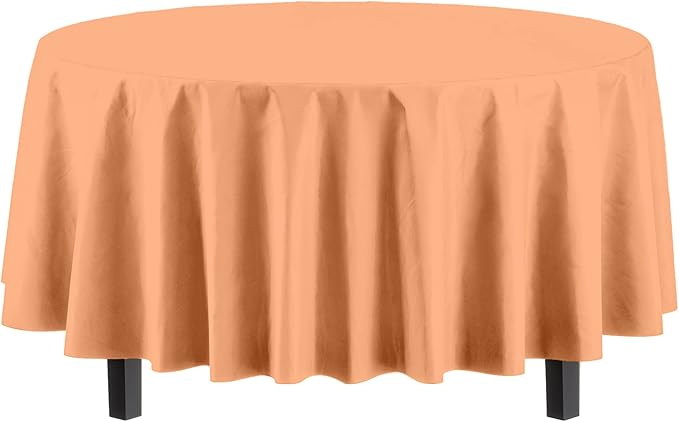 Exquisite 12-Pack Premium Plastic 84-Inch Round Tablecloth, Peach