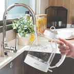 ASCOT Electric Kettle, Glass Electric Tea Kettle Gifts for Men/Women/Family 1.5L 1500W Borosilicate Glass Tea Heater, with Auto Shut-Off and Boil-Dry Protection (Polar White)