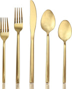 20 Piece Silverware Set for 4,Stainless Steel Flatware Set,Tableware Cutlery Set for Home and Restaurant Include Forks Knives Spoons,Mirror Finish,Dishwasher Safe (Gold)