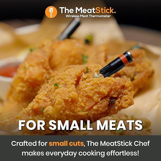 MeatStick Chef: Quad Sensors Smart Wireless Meat Thermometer-Meat Probe for Smoker, BBQ, Oven, Grill, Kitchen, Rotisserie, Air Fryer, Deep Frying-Limited Range
