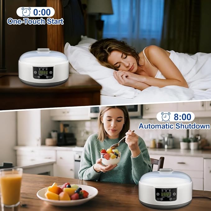 Yogurt Maker with Adjust Temp & Time, Abnaok Multi-Function Probiotic Yogurt Maker with BPA-free PP Lid, Celsius Increment, 304 Stainless Steel Inner Bowl, LED Display