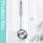 Soup Ladle, Metal 316 Stainless Steel Kitchen Ladles Spoon, Large Cooking Ladel Kitchen Utensil Long Handle Deep Spoons for Soup Stirring Serving