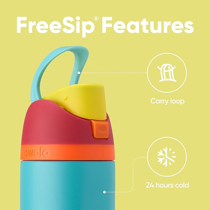 Owala FreeSip Insulated Stainless Steel Water Bottle with Straw, BPA-Free Sports Water Bottle, Great for Travel, 24 Oz, Summer Sweetness