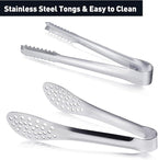 JCREN 12 Pack Mini Tongs - Small Stainless Steel Food Tongs for Serving Appetizers, Tea Party, Coffee, Desserts - 5 inch - Silver