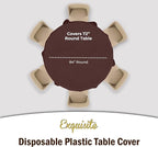 Exquisite 12-Pack Premium Plastic 84-Inch Round Tablecloth - Brown